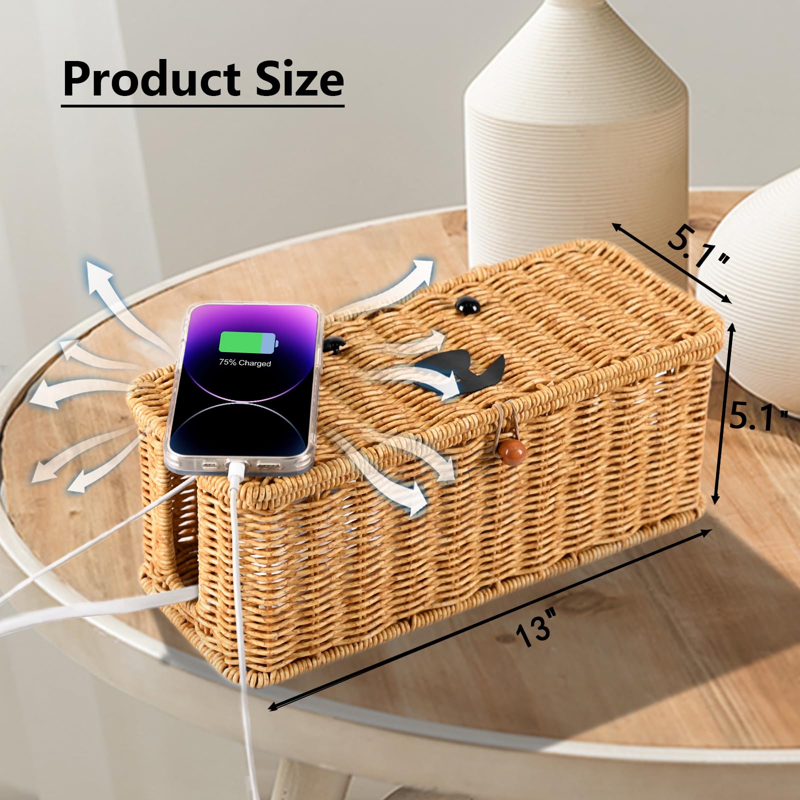 Amazon.com: Cord hider box,Imitation rattan cable management